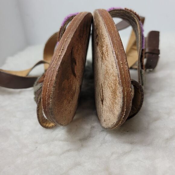 Free People Torrence Women's Sandals Size 7.5 Stitched Mauve Leather Ankle Wrap - Picture 11 of 11